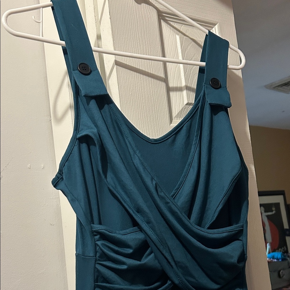 Elegant Teal Sleeveless Dress